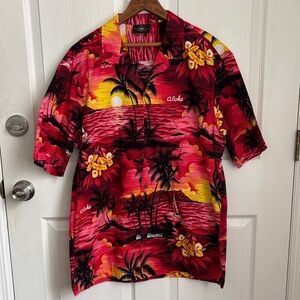 Royal Creations Aloha Sunset Hawaiian Print Cotton Shirt size XL MADE IN Hawaii